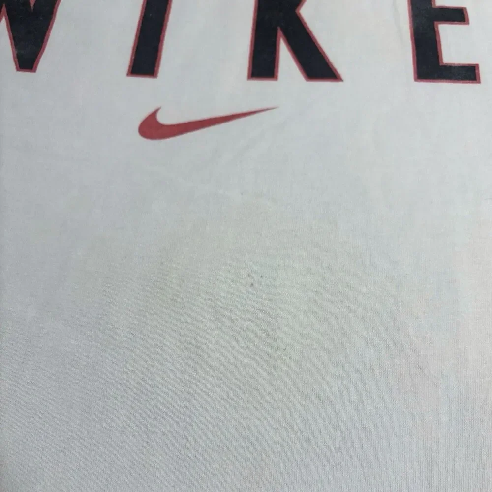 Vintage 90s Y2K Made In USA Nike Large White Ringer Tee Rare White Tag VTG